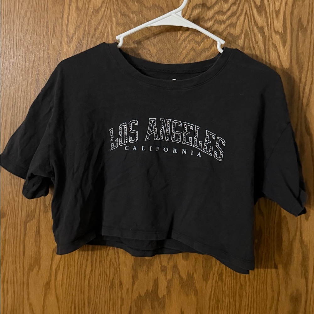 Black Hollister Los Angeles Graphic Crop Top